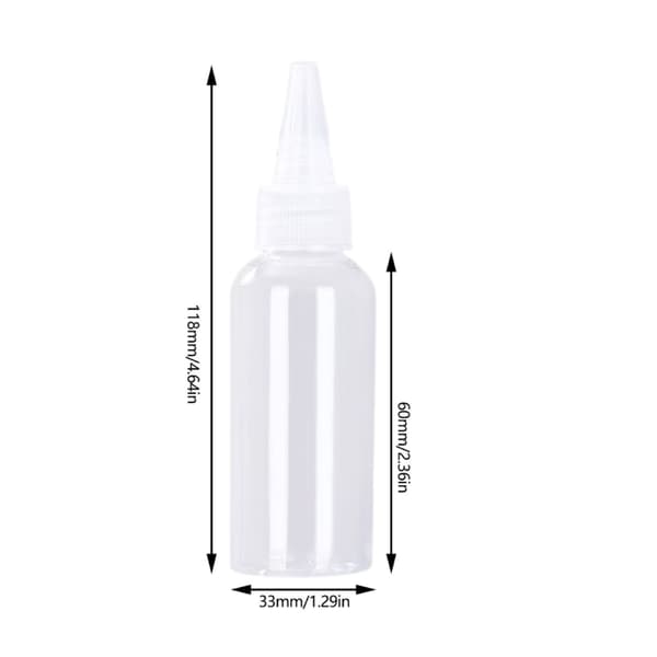 Ohutkärkiset läpinäkyvät pullot tarkkaan nesteen mittaukseen 60ml