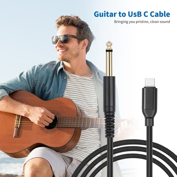 Professionelt USB C til 6,35 mm instrumentkabel til digital optagelse 1m