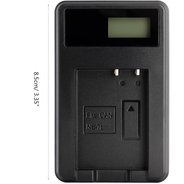 Kompakt ABS-kamerabatteriladdare med LCD-display för NB7L, G11/G12/SX30 IS-kamera - mångsidigt laddningsalternativ med USB-laddare