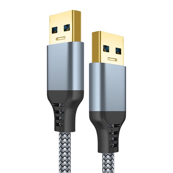 USB 3.0 Han til Han Flettet Datakabel Hurtig Hastighed 5Gbps Transmission til Ventilator Grey 1m