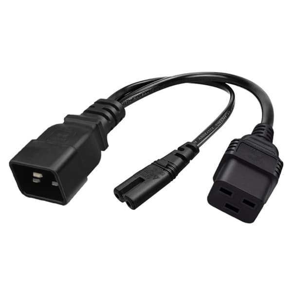 Y-splitter Adapterlinje IEC320 C20 Stik 3-benet Han til C7+C19 Hun Strømkabel