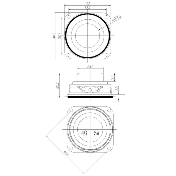 Kraftfull Kompakt 40mm Intern Magnetisk Högtalare 4Ohm 5W för Multimediaenheter