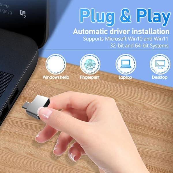 USB C Fingeravtrycksläsare Fingeravtrycksskanner För Enkel Window-enhet