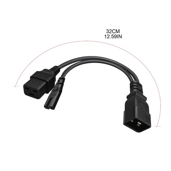 Y-splitter Adapterlinje IEC320 C20 Plugg 3-pins Hann til C7+C19 Hunn Strømkabel