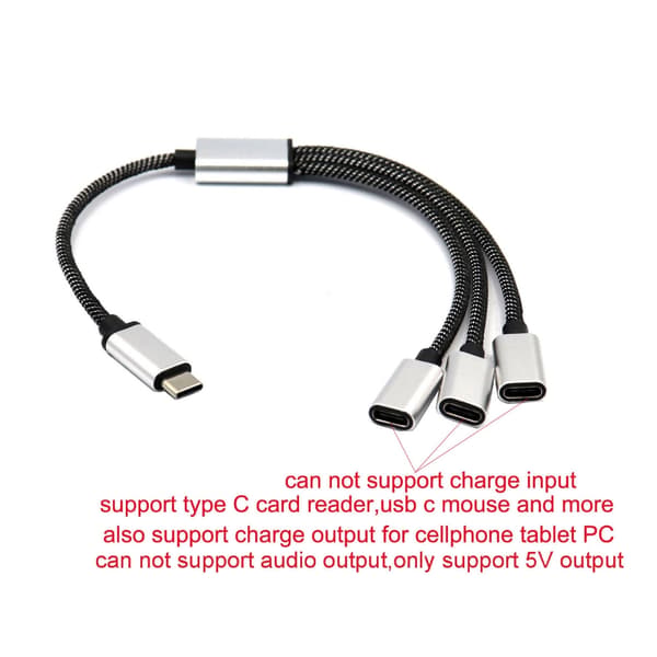 Ersättnings USB C Hane till 3 USB C Hona Splitter Förlängningsadapter 30cm null - One for two