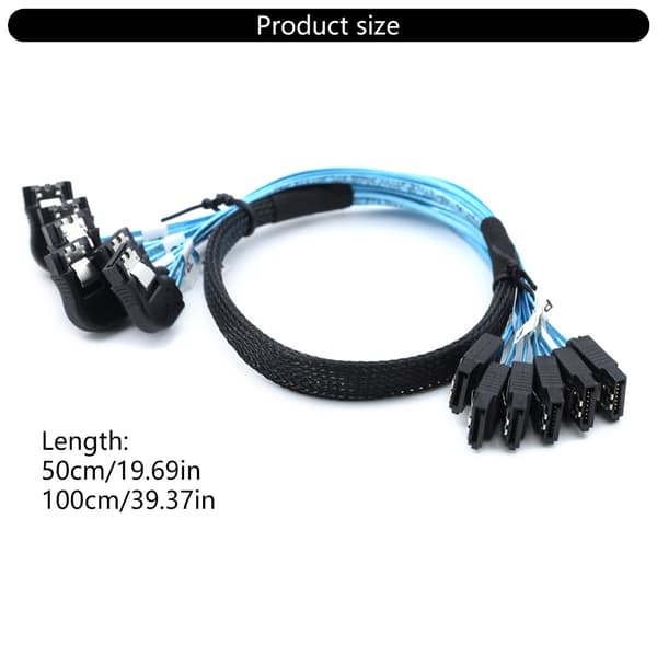 Premium SAS4.0 6SATA - 6SATA 7PIN -datakaapeli SSD-liitäntöihin 50cm