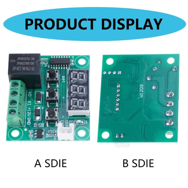 W1209 DC12V Temperaturregulator Digital Display Termostat Dubbel Omkoppling