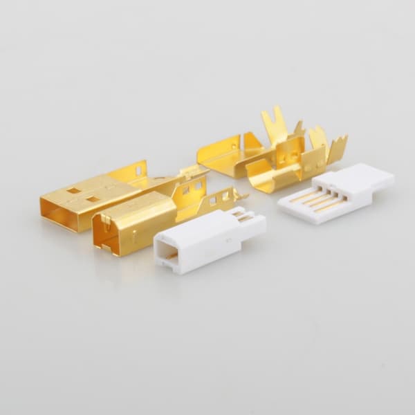 Guldpläterade USB-kontakter Typ A+B Laddningspluggar Svetskabeldekodare Adapter