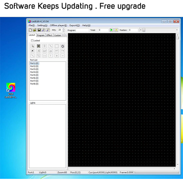 Pixels Programstyrenhet Fullfärgad Lykta Passar K1000C Tillbehör Skrivbar Kod DMX512 Intelligent Belysning