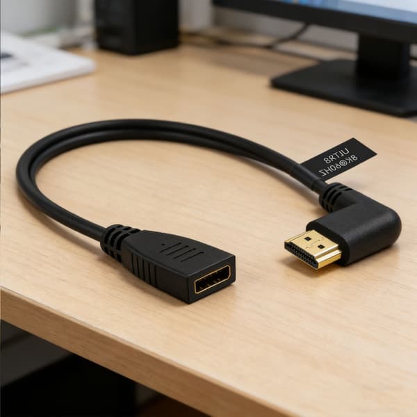 Fleksibelt drejeligt HDTV 2.1 forlængerkabel 48 Gbps adaptere til trange rum 60cm - Bend left
