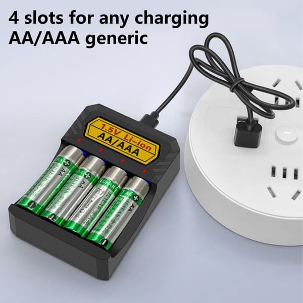 Batterilader for Litium og AA/Triple A Oppladbart Batteri Ladebase