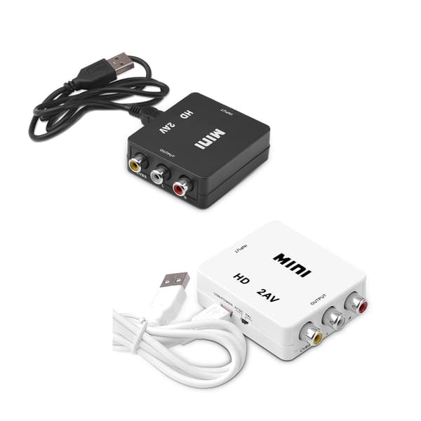 Multifunktionel HDMI-kompatibel til AV 3Rca til Scaler Adapter Video Composite Converter Mini Converter Box Black