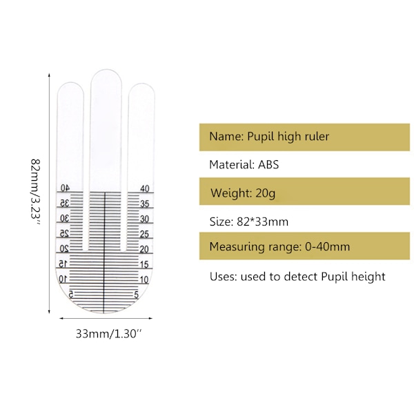 2 st/set Optisk PH-linjal Pupillhöjdsmätare Optometri PH-testare Lätt