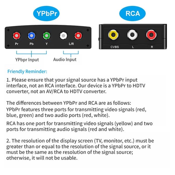 YPbPr komponentvideo til HDTV-konverter perfekt for eldre videoutstyr