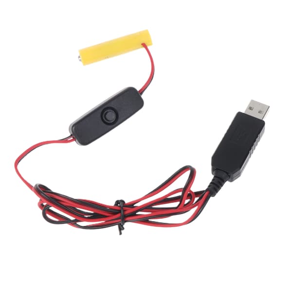 AAA Dummy Batteriadapter USB Strømforsyningskabel Erstatt 2 AAA-batterier for LED 1m
