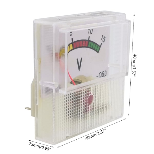 DC15V Analog Panel Voltmeter Voltvisare Typ Mätare Kvadratisk Form 40mmx25mm