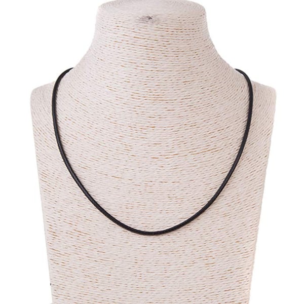 Hög kvalitet svart sidenläder sladd kedja halsband rep med hummer klo lås Black 50cm A