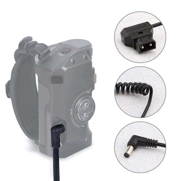 D-Tap till DC5.5x2.1MM Spiral Kabel för Bmcc Bmpc Kameror Strömförsörjningskabel