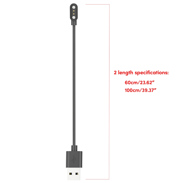 Snabb Laddningskabel Strömförsörjningsadapter Magnetisk Laddningssladd för Watch Lite 2 100cm