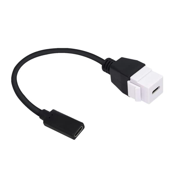 Snabb Laddning USB 3.1 Typ C Keystone Förlängningskabel för Väggkontakter Black