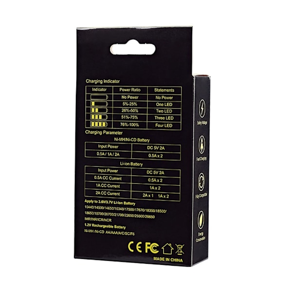 USB 3.6/3.7V Laddningsadapter för 10400/14500/14650/16340/18650 Li-ion Batterier