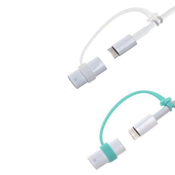 Anti-förlust silikonsnodd för surfplattspenna, Microed USB och USB C laddningsadaptrar White