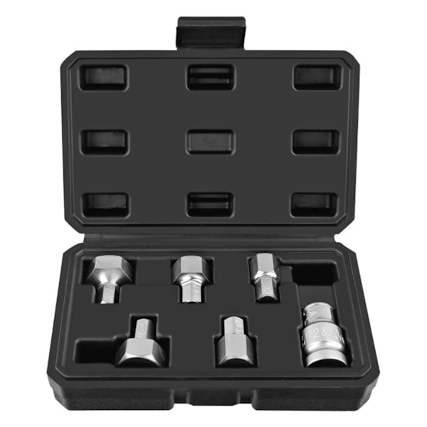 6-delad Hex-bitsats 14/17/19/22/24mm 1/2-tumsx10mm för Elektrisk Skiftnyckel Krom-Vanadium Legering Stål Reparation