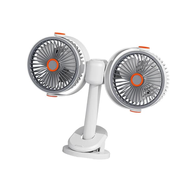 Bordluftcirkulator Dobbelt Hoved Cirkulerende Ventilator med Klips Multifunktionel Justerbar Køleventilator til Bil, Bord
