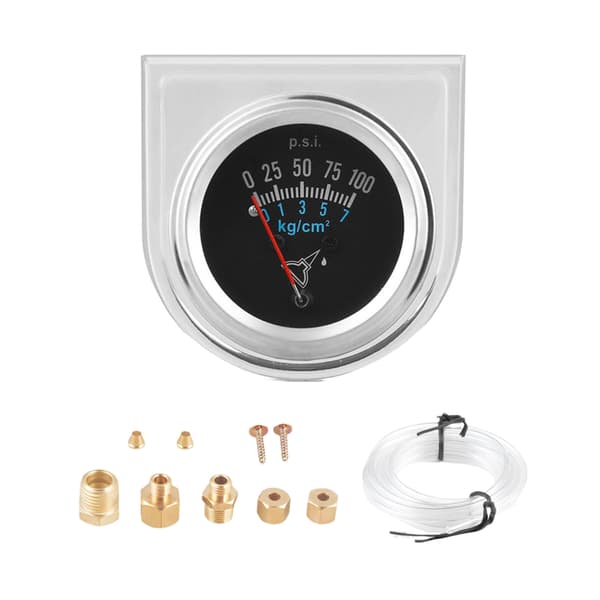 Robust mekanisk oljetrykkmonitor med metallramme for 12V-systemer