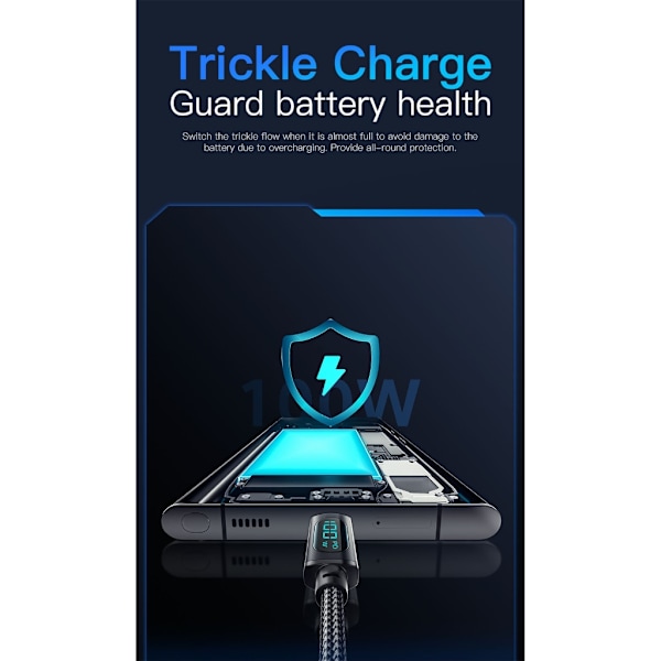 00W USB-C till USB-C-kabel med Display 3.3ft 5A PD - Typ C till Typ C-kabel Supersnabb Laddning USB-C-kabel för Smartphone
