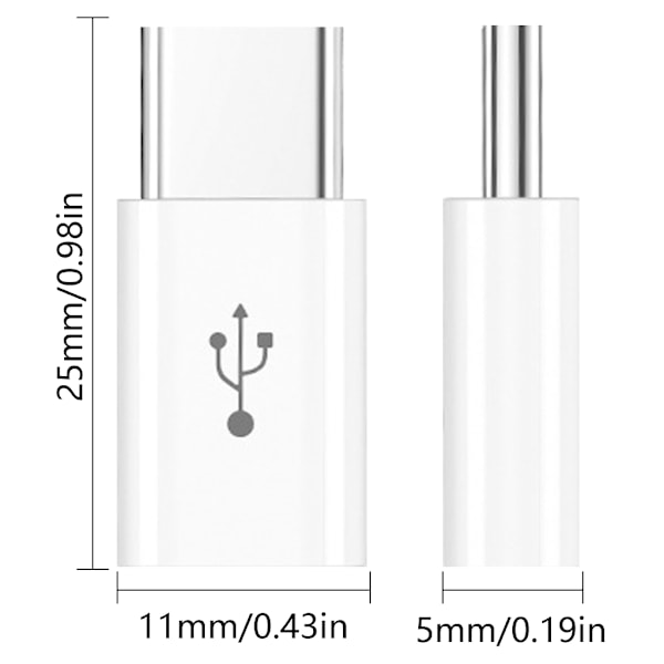 Opladningskonvertere til tablets Headsets Micro USB Hun til USB C Han Adapter White
