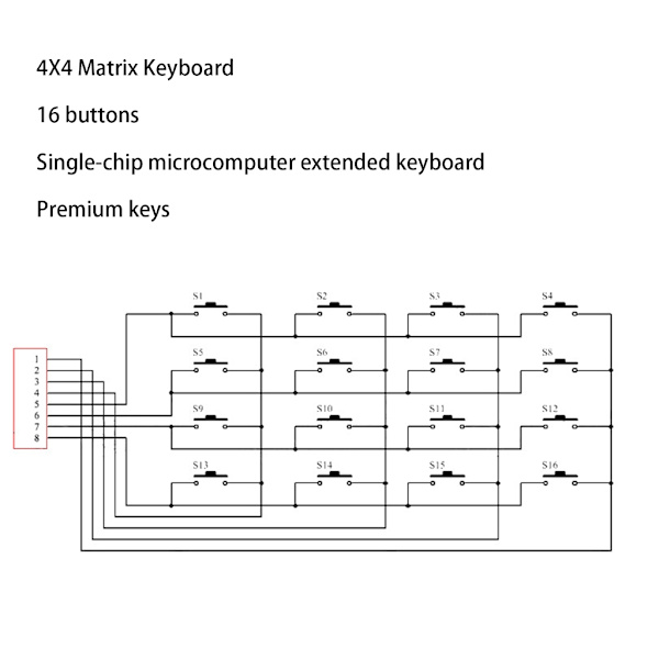 Høj Responsivitet 4x4 Matrix Tastaturmodul 16 Knapper Til Microcontroller Prototyping Projekter til STEM Undervisere 5pc