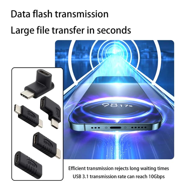 USB C till USB C-adapter Typ C Fullfunktionsomvandlare för snabbladdning och data MF straight head