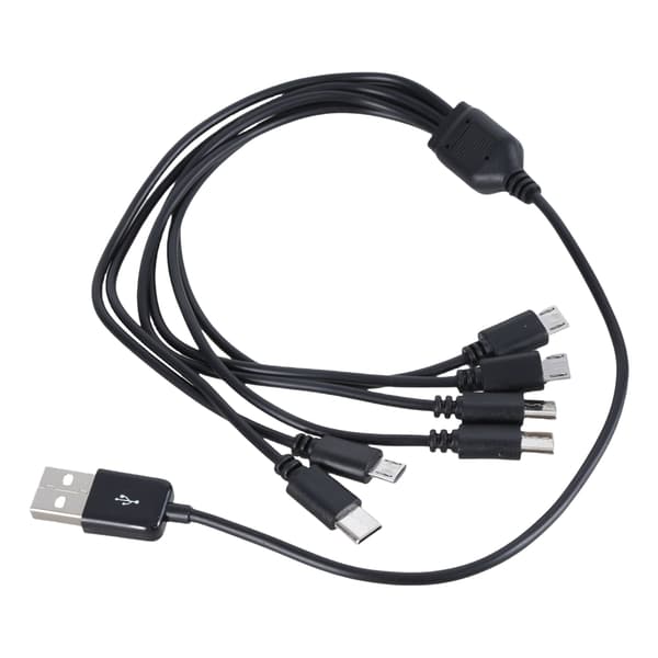 Multi Opladningskabel Strømkabel USB til 3xUSB 5Pin 3xType C til Gadgets 1.5m