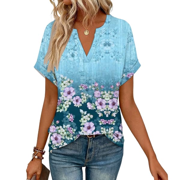 Dam kortärmad V-ringad blus, arbetsblusar, affärskläder, modekläder Lavender XL
