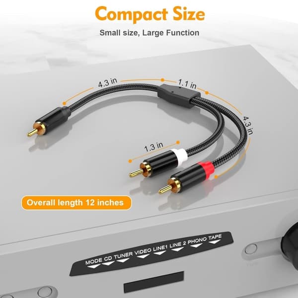 30 cm 2RCA Splitterkabel Nylonflettet Lyd Y-adapter for Lydkabel 30 cm 1 pack - Mother transfer
