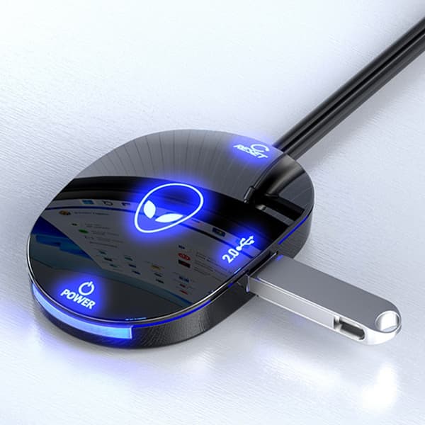 Computerstrømafbrydere Forlængerkabel med USB2.0-hub og lys LED-indikator for nem skrivebordsbetjening