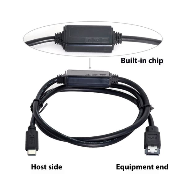 USB 3.0 Typ C till eSATA Adapterkabel med 5V Strömutgång för Externa HDD SSD ODD