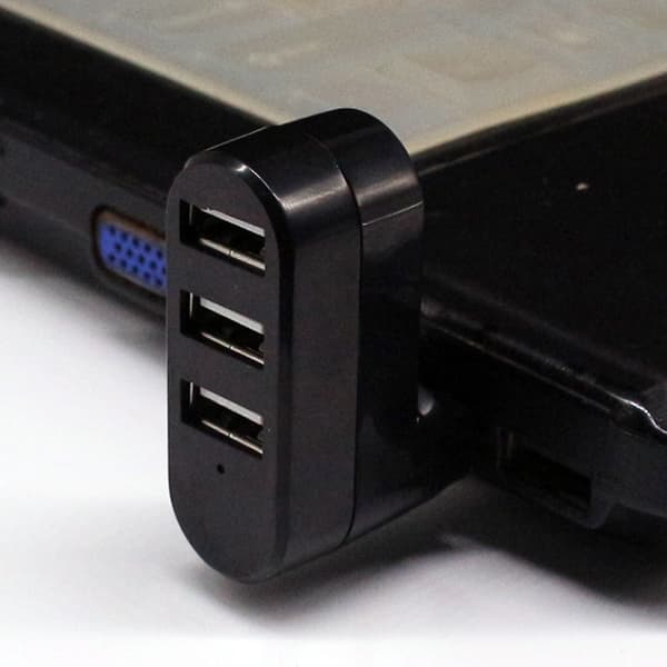 USB-hubbar 3 portar USB 2.0 Hub Mini roterande splitteradapterhubb för PC Notebook Black