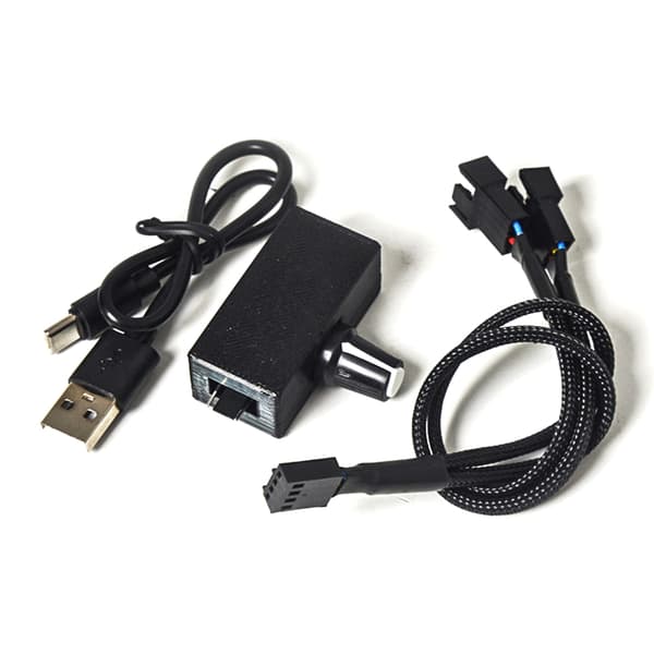 Justerbar PC Køleventilator Hastighedsregulator, USB til 4Pin Adapterkabel, DC5V til 12V Strømkonvertere med 2/3 Vejs Splitter null - One for two cable