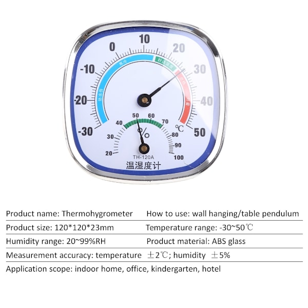 Analog Termometer Hygrometer Temperaturmätare Luftfuktighetsmätare Inomhus Utomhus