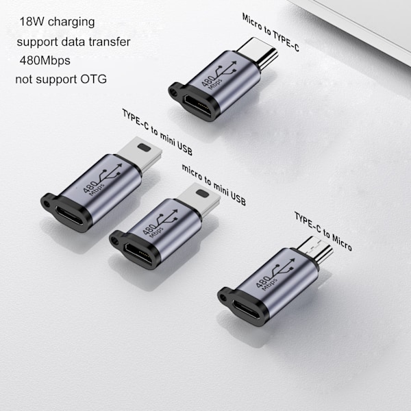 Usb-C till Micro USB Adapter Typ-C Hona Till Micro Usb Hane Konverterare Kontakt null - Type C to Mini USB