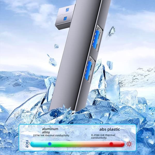 Plassbesparende USB C-hubber Multienhetslader for kontorreiser 5 Gbps dataoverføring Silver USB A