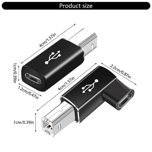 USB C Hunn til USB Firkant Hann Adapter Type C til USB Lader Konverter USB null - Elbow silver
