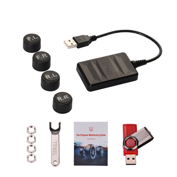 Automatisk däcktryck Full Range Lufttryckssensor Bil USB TPMS Extern Detektor