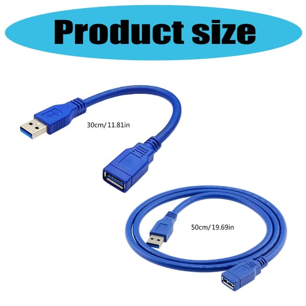 30/50 cm USB 3.0 forlængerkabel hurtig hastighed 5 Gbps datasynkronisering han til hun-stik til computerudstyr 0.5m