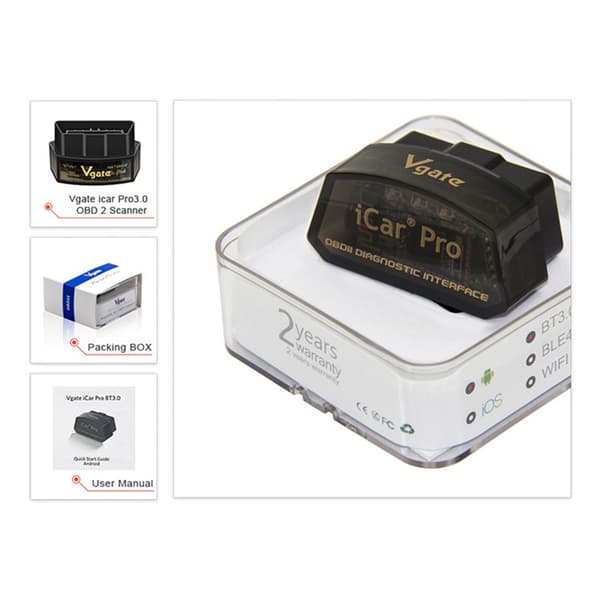 Vgate iCarPro OBD2 Bluetooth-kompatibel Bilscanner Check Værktøj Diagnostisk Fejl Bluetooth 3.0