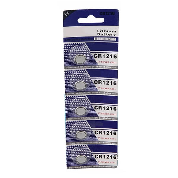 5 stk. CR1216 Knappcellebatterier for klokker og elektronikk
