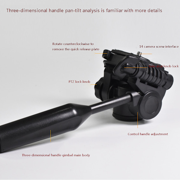 Tripodpanna för Huvud, 360° Rotation 90° Lutning 3-dimensionell Tripod för Huvudmontering med 3/8\" Gänga 1/4\" Skruv för Tripod M