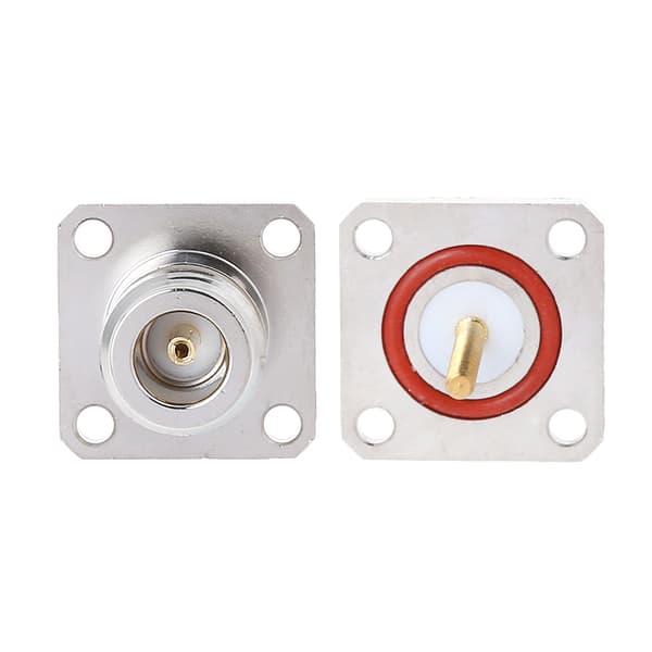 Messing N Hunn Jack-kontakt med 4-hulls Flensmontering Chassis RF Adapter Lang S